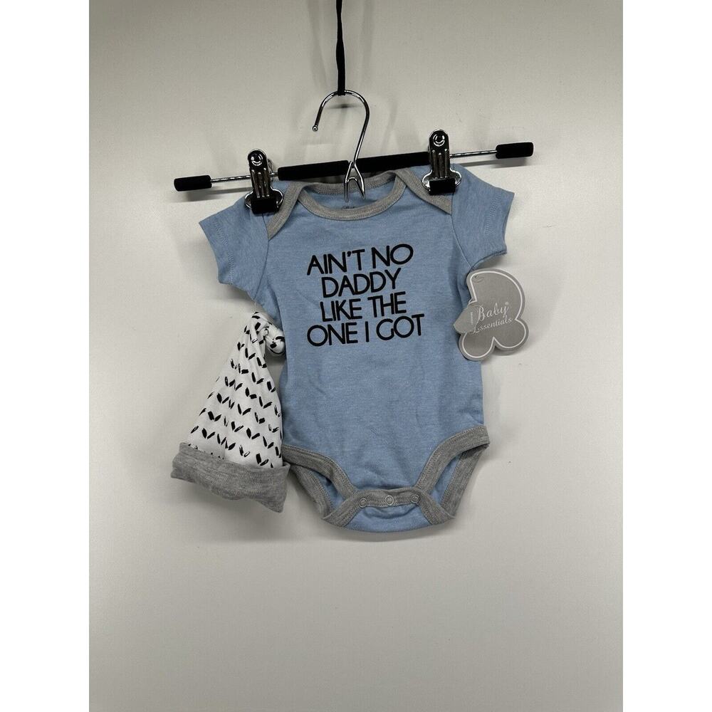 Baby Essentials Boys Blue Bodysuit + Beanie “ain’t No Daddy Like The One‎ I Got”